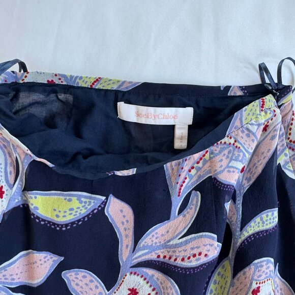 see by chloe floral print boho silk midi skirt - Picture 2 of 4